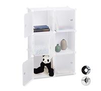 Relaxdays Étagère Cubes penderie Armoire Rangement 6 casiers Plastique modulable DIY HLP: 97,5x66x32 cm, Blanc, Acier, PP, ABS, Weiß, 5 x 66 x 31,5 cm