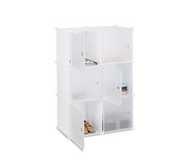 Relaxdays Étagère cubes penderie armoire rangement 6 casiers plastique modulable DIY HxlxP: 105x70x35 cm, blanc