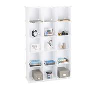 Relaxdays Étagère cubes rangement penderie armoire 15 casiers plastique chaussures modulable, blanc