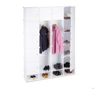 Relaxdays Étagère cubes rangement penderie armoire 18 compartiments plastique chaussures modulable 145 x 200 cm, blanc