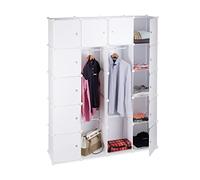 Relaxdays Étagère Cubes Rangement Penderie Armoire, Plastique, Blanc, 36,5 x 145 x 180 cm