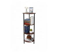 Relaxdays Étagère d'angle, 125 x 44,5 x 31,5 cm, 4 tablettes, MDF et métal, Marron/Noir, Salon, Bureau, Chambre