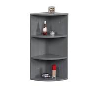 Relaxdays Étagère d'angle, 3 Niveaux, de Salle de Bain, Suspendue ou Debout, H x L x P : 62 x 35 x 25 cm, MDF, Gris