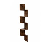 Relaxdays Étagère Murale d'angle 5 Niveaux en MDF, Zigzag, Rangement déco, 125x20x20 cm Marron