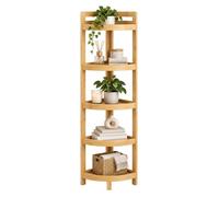 Relaxdays Étagère d'angle bambou 5 tablettes semi-rondes 116 x 23 x 23 cm sur pied salle de bains/cuisine nature