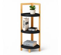 Étagère d'angle Relaxdays en Bambou, 3 étagères, H77 x L23 x P23 cm, Gain de Place, Naturel/Noir
