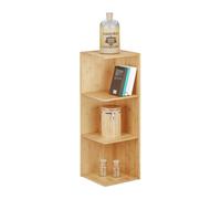 Relaxdays 10020280 Etagère d'angle en bambou 3 étages HxlxP 85,5 x 29 x 29 cm rangement coin bois bibliothèque livres cuisine salle de bain, nature