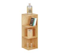 Relaxdays Etagère d'angle en bambou, 3 étages, H x l x P : 85,5 x 29 x 29 cm, livres, cuisine, salle de bain, nature