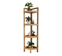 Relaxdays Étagère d'angle en bambou 4 étagères 105,5×23×23 cm Gain de place Couleur naturelle