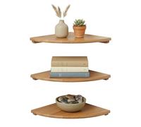 Relaxdays Étagère d'angle, H x L x P : 3 x 18 x 18 cm, Bois de Noyer, Salon, décoration, capacité de Charge : 5 kg, bibliothèque Suspendue, Naturel