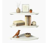 Relaxdays Étagère d'angle, H x l x P : 3 x 25 x 25 cm, Bois de Noyer, Salon, décoration, Charge maximale : 5 kg, bibliothèque Suspendue, Blanc