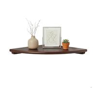 Relaxdays Étagère d'angle murale, HxLxP 3 x 30 x 30 cm, bois de noyer, brun foncé, charge max. 5 kg, salon, déco