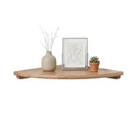 Relaxdays Étagère d'angle Murale, HxLxP 3 x 30 x 30 cm, Noyer, déco | finition naturelle, charge 5 kg, à suspendre, salon