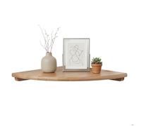 Relaxdays Étagère d'angle murale, HxLxP 3 x 40 x 40 cm, noyer, naturel, charge max. 5 kg, salon, déco