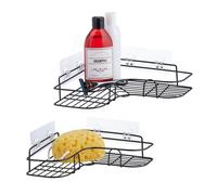 Relaxdays Étagère d'angle pour la douche, lot de 2 paniers, porte-shampoing, sans perçage, 2 tailles, en métal, noir