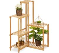 relaxdays Étagère d'angle pour plantes en bambou
