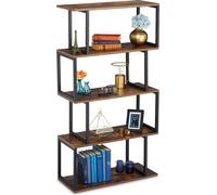 relaxdays Étagère d'appoint marron/noir 73,0 x 30,0 x 136,0 cm