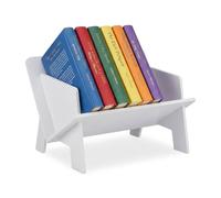 Relaxdays étagère de bureau, étagère à livres de table, blanche | mini-étagère, PVC, H x L x P : 23,5 x 39 x 26 cm
