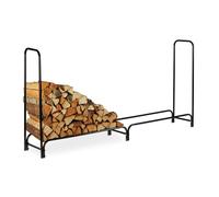 Relaxdays Etagère de cheminée, très large, sans housse, Support de bûches en métal, HlP 122 x 245 x 40 cm, noire