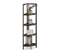 Relaxdays Etagère de Coin en Bambou, 4 étages Semi-circulaires, Salle de Bain, Ouvert, HLP 120 x 28 x 28cm, Marron foncé, 120 x 28 x 28 cm