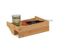 Relaxdays Étagère de lit, Mini Table de Chevet, lit & Mezzanine, HxLxP: 10x33x24 cm, Fentes pour câbles, Bambou, Nature