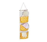 Relaxdays Étagère de Rangement, 3 Compartiments Coton, HxL : 74x20 cm, Salle de Bain, entrée, Bureau, Mural, crème/Jaune