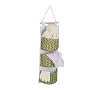 Relaxdays Étagère de Rangement, 3 Compartiments Coton, HxL : 74x20 cm, Salle de Bain, entrée, Bureau, Mural,crème/Vert
