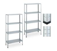 Relaxdays Étagère charge lourde – Lot de 2, 147,5×75,5×30,5 cm, 160 kg, acier galvanisé, argenté