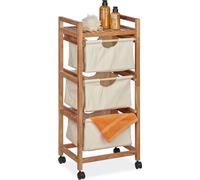 relaxdays Étagère de salle de bain avec 3 paniers à linge beige