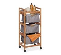 relaxdays Étagère de salle de bain avec 3 paniers à linge gris