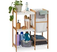 relaxdays Étagère de salle de bain avec panier à linge avec 4 étagères