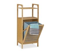 relaxdays Étagère de salle de bain avec panier à linge en bambou