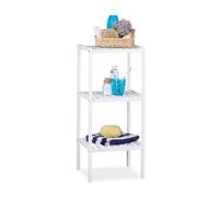 Relaxdays Étagère de Salle de Bain en Bambou Meuble sur Pied Cuisine en Bois 3 étages HxlxP: 80 x 34,5 x 33 cm, Blanc