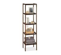 Relaxdays Étagère de salle de bain en bambou 5 niveaux 139,5 x 34,5 x 33 cm brun foncé