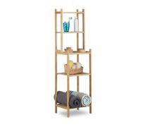 Relaxdays Etagère de salle de bain en bambou 5 niveaux colonne de rangement sur pied HxlxP: 121 x 33 x 28 cm, nature