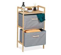 relaxdays Étagère de salle de bain en bambou avec 2 paniers à linge