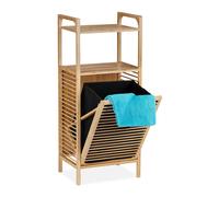 relaxdays Étagère de salle de bain en bambou avec panier à linge