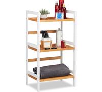 Relaxdays Bain, cosmétique, et ustensiles, Etagère de Bambou,différentes Tailles, Blanc/Naturel, MDF, Nature, 80 x 45 x 31,5 cm