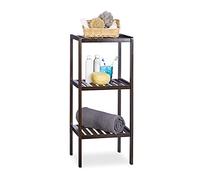 Relaxdays Étagère de salle de bain en bambou meuble sur pied cuisine en bois 3 étages HxlxP: 80 x 34,5 x 33 cm, marron