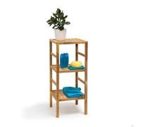 Relaxdays Étagère de salle de bain en noyer huilé 3-5 étagères sur pied style scandinave bois massif marron
