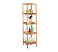 Relaxdays Étagère de salle de bain Noyer Colonne bois 145x36x36 cm 5 niveaux