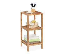 relaxdays Étagère de Salle de Bain Noyer, HLP 79x36x36 cm, 3 Niveaux, carré, Cuisine, Colonne Bois, Rangement, Nature