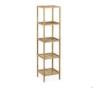 Relaxdays Étagère de Salle de Bain ou Cuisine, Bois de Noyer, 5 Niveaux, H x L x P : 146 x 35,5 x 35,5 cm, Nature