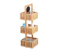 Relaxdays Etagère de salle de bain, rangement en bois autonome avec 3 niveaux, Cuisine, 82,5 x 27 x 26,5 cm, naturelle