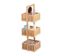 Relaxdays Etagère de salle de bain, rangement en bois autonome avec 3 niveaux, Cuisine, 82,5 x 27 x 26,5 cm, naturelle