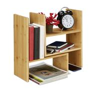 Relaxdays étagère de table bambou, organiseur réglable, bureau, cuisine & salle de bain, rangement, H: 40 cm, naturel