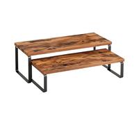 Relaxdays Étagère de Table, lot 2, Organiseur de Cuisine pour épices, Vaisselle, empilable, Design Industriel, Brun/Noir