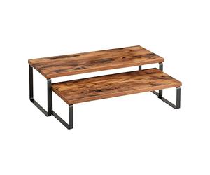 Relaxdays Étagère de Table, lot 2, Organiseur de Cuisine pour épices, Vaisselle, empilable, Design Industriel, Brun/Noir