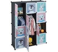 relaxdays Étagère emboîtable pour enfants avec 8 compartiments noir
