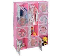 relaxdays Étagère emboîtable pour enfants avec tringles à vêtements